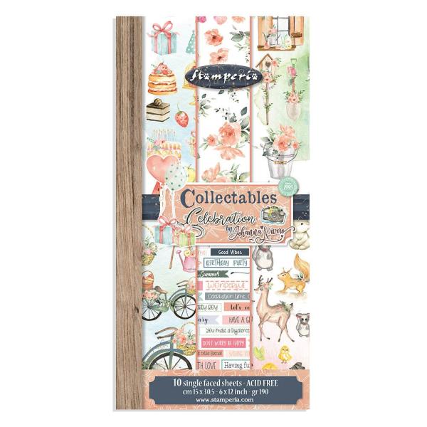 Stamperia - Designpapier "Celebration " Paper Pack 6x12 Inch - 10 Bogen