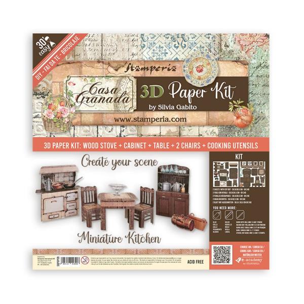 Stamperia - Designpapier "Casa Granada" Pop Up Kit 12x12 Inch - 2 Bogen