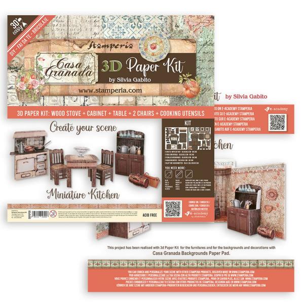 Stamperia - Designpapier "Casa Granada" Pop Up Kit 12x12 Inch - 2 Bogen