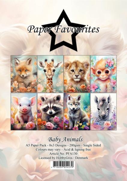 Paper Favourites - Designpapier "Baby Animals" Paper Pack A5 - 24 Bogen