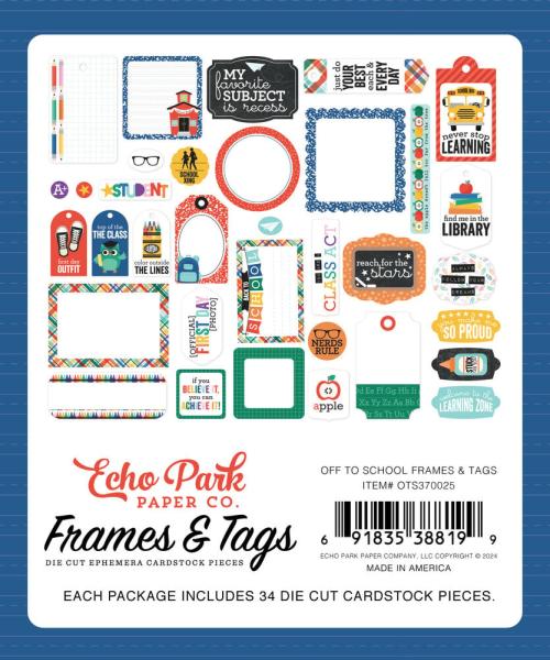 Echo Park - Stanzteile & Anhänger "Off To School" Frames & Tags 