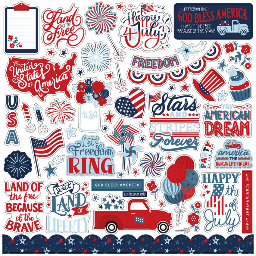 Echo Park - Designpapier "Stars And Stripes Forever" Collection Kit 12x12 Inch - 12 Bogen