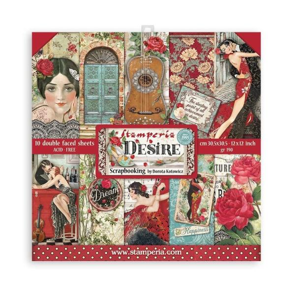 Stamperia - Designpapier "Desire" Paper Pack 12x12 Inch - 10 Bogen