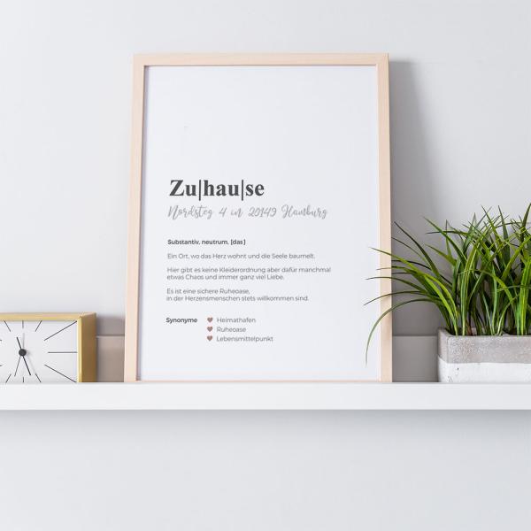 Definitionsposter "Zuhause 1" | Geschenkidee | Personalisiert  | individuelles Bild | Wörterbuch