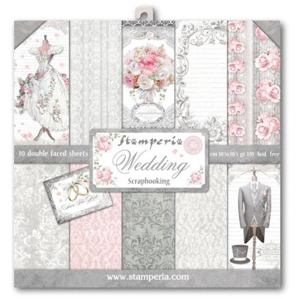 Stamperia - Designpapier "Wedding" Paper Pack 12x12 Inch - 10 Bogen