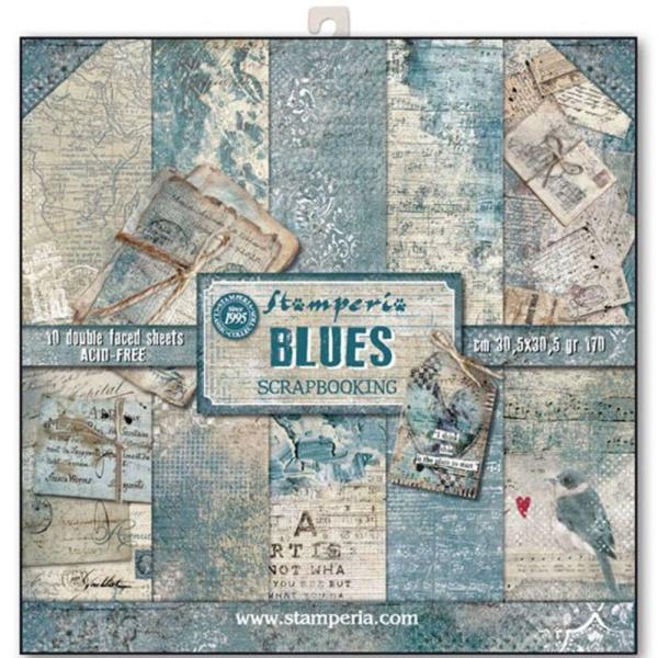 Stamperia - Designpapier "Blues" Paper Pack 12x12 Inch - 10 Bogen