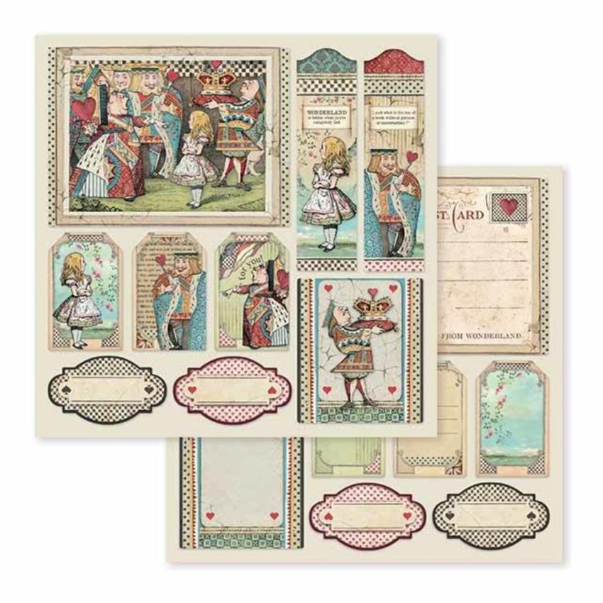 Stamperia - Designpapier "Alice" Paper Pack 12x12 Inch - 10 Bogen