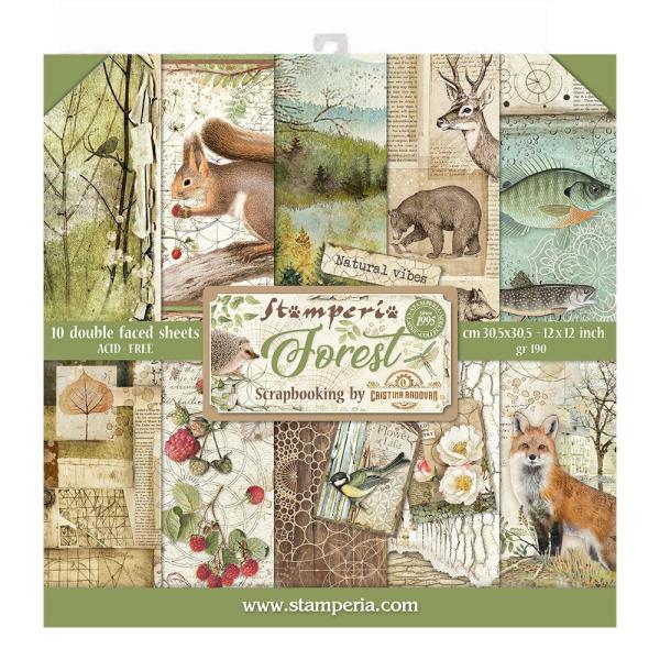 Stamperia - Designpapier "Forest" Paper Pack 12x12 Inch - 10 Bogen