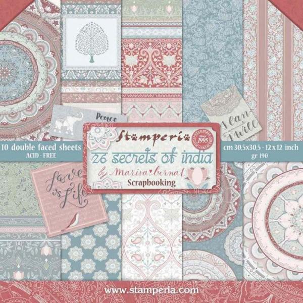 Stamperia - Designpapier "26 Secrets of India" Paper Pack 12x12 Inch - 10 Bogen