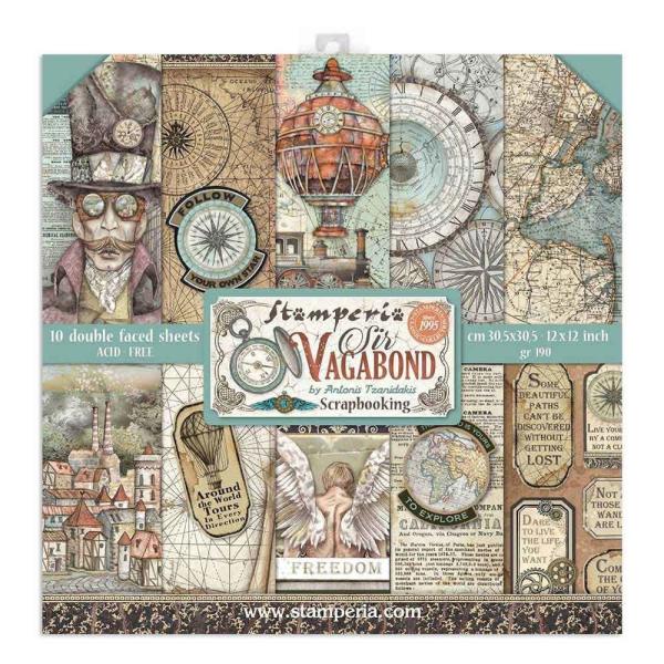 Stamperia - Designpapier "Sir Vagabond" Paper Pack 12x12 Inch - 10 Bogen