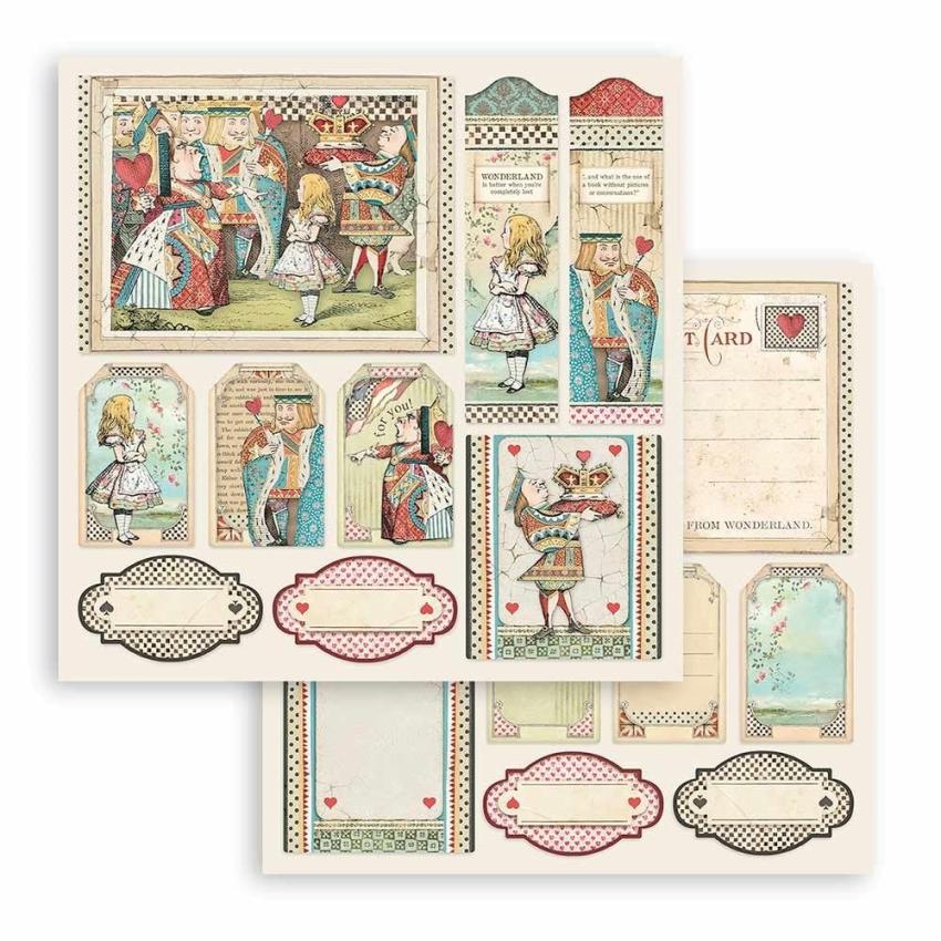 Stamperia - Designpapier "Alice in Wonderland and Through the Looking Glass" Maxi Paper Pack 12x12 Inch - 10 Bogen