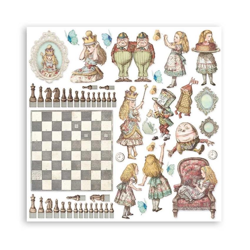 Stamperia - Designpapier "Alice Through the Looking Glass" Paper Pack 12x12 Inch - 10 Bogen