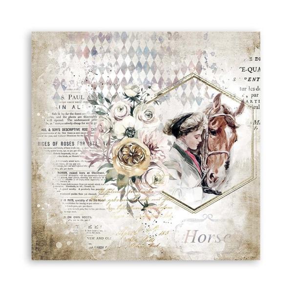 Stamperia - Designpapier "Romantic Horses Lady with Horse" Paper Sheets 12x12 Inch - 10 Bogen