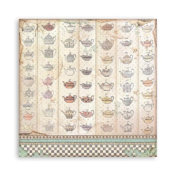 Stamperia - Designpapier "Alice Tea Cup Texture" Paper Sheets 12x12 Inch - 10 Bogen