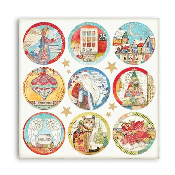 Stamperia - Designpapier "Christmas Patchwork Rounds" Paper Sheets 12x12 Inch - 10 Bogen