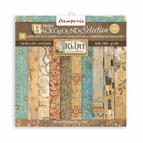 Stamperia - Designpapier "Klimt" Maxi Paper Pack 12x12 Inch - 10 Bogen