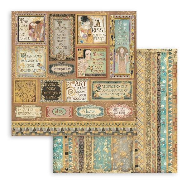 Stamperia - Designpapier "Klimt Quotes and Labels" Paper Sheets 12x12 Inch - 10 Bogen