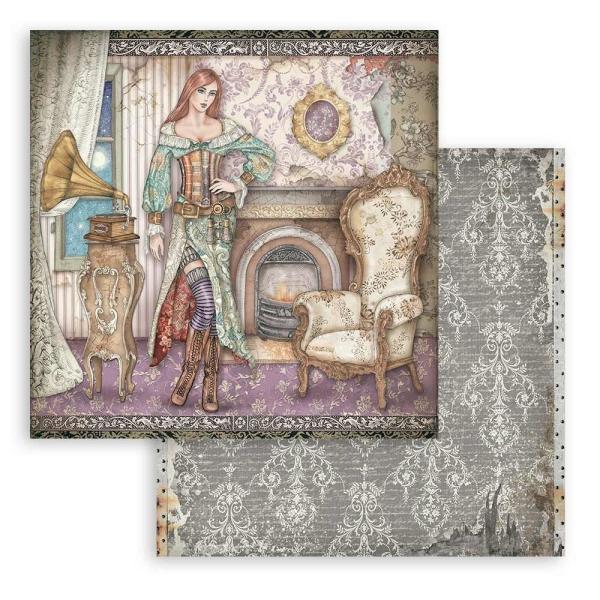 Stamperia - Designpapier "Lady Vagabond Lifestyle Gramophone" Paper Sheets 12x12 Inch - 10 Bogen