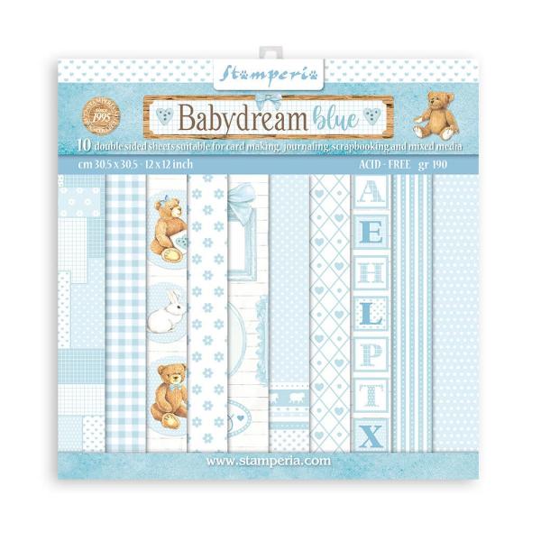 Stamperia - Designpapier "Babydream Blue" Paper Pack 12x12 Inch - 10 Bogen