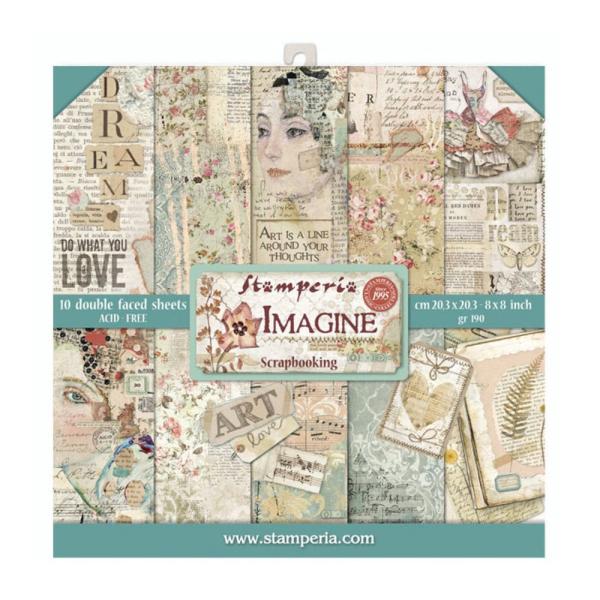 Stamperia - Designpapier "Imagine" Paper Pack 8x8 Inch - 10 Bogen