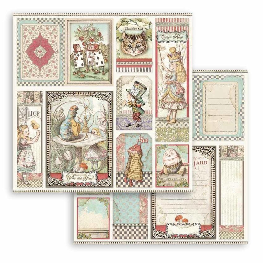 Stamperia - Designpapier "Alice Through the Looking Glass" Paper Pack 8x8 Inch - 10 Bogen