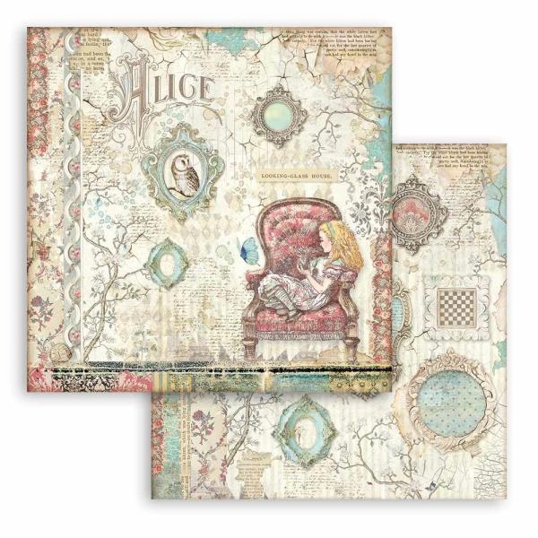 Stamperia - Designpapier "Alice Through the Looking Glass" Paper Pack 8x8 Inch - 10 Bogen