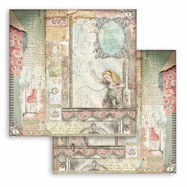 Stamperia - Designpapier "Alice Through the Looking Glass" Paper Pack 8x8 Inch - 10 Bogen