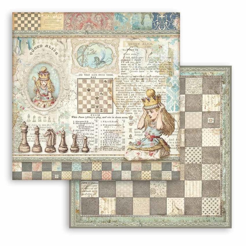 Stamperia - Designpapier "Alice Through the Looking Glass" Paper Pack 8x8 Inch - 10 Bogen