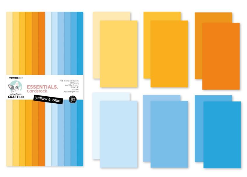 Creative Craft Lab - Studio Light - Cardstock "Yellow & Blue" Paper Pack 30x15cm - 24 Bogen