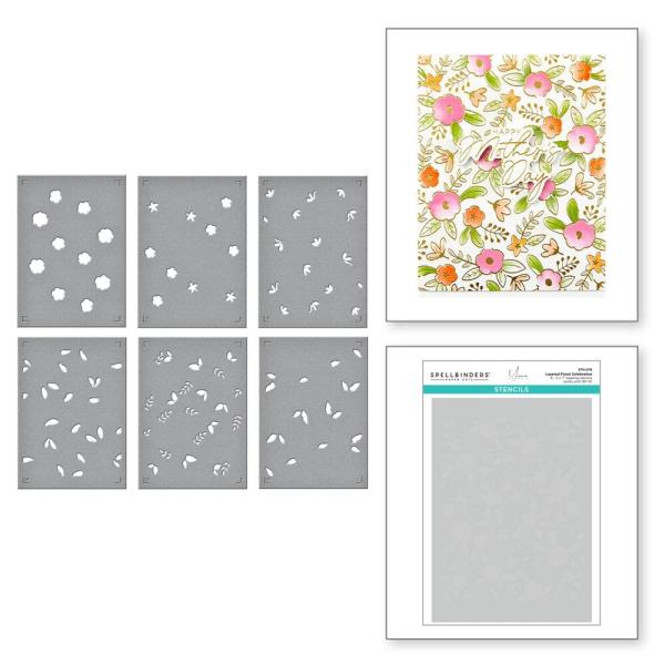 Spellbinders - Buchdrucktechnik "Floral Celebration" BetterPress Plate & Stencil