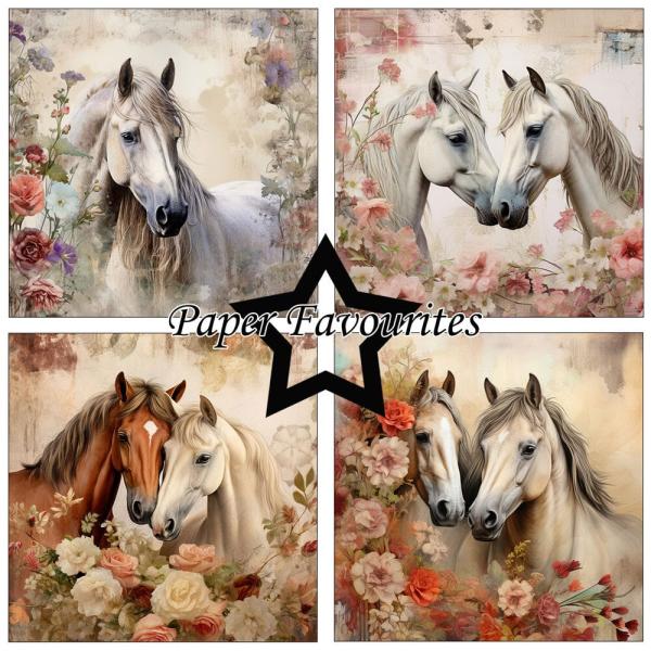 Paper Favourites - Designpapier "Horses and Flowers" Paper Pack 12x12 Inch 8 Bogen