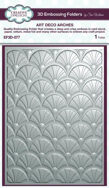 Creative Expressions - 3D Embossingfolder 5x7 Inch "Art Deco Arches" Prägefolder Design by Sue Wilson