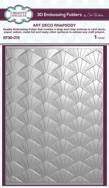 Creative Expressions - 3D Embossingfolder 5x7 Inch "Art Deco Rhapsody" Prägefolder Design by Sue Wilson