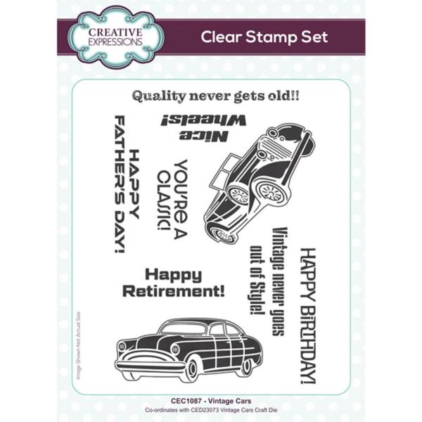 Creative Expressions - Stempelset A6 "Vintage Cars" Clear Stamps