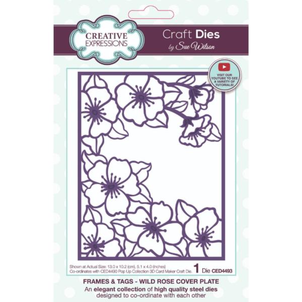 Creative Expressions - Stanzschablone "Frames & Tags Wild Rose Cover Plate" Craft Dies Design by Sue Wilson
