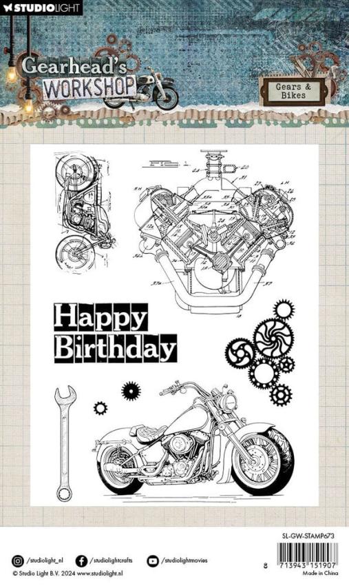 Studio Light - Stempelset "Gears & Bikes" Clear Stamps