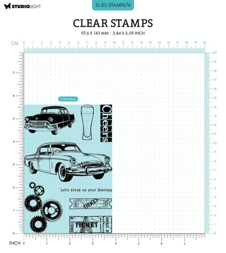 Studio Light - Stempelset "Beer & Cars" Clear Stamps