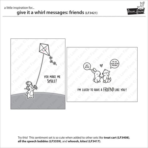 Lawn Fawn - Stempelset "Give It A Whirl Messages: Friends" Clear Stamps