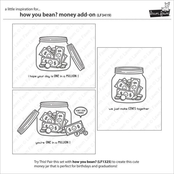 Lawn Fawn - Stempelset "How You Bean? Money Add-on" Clear Stamp Add-On