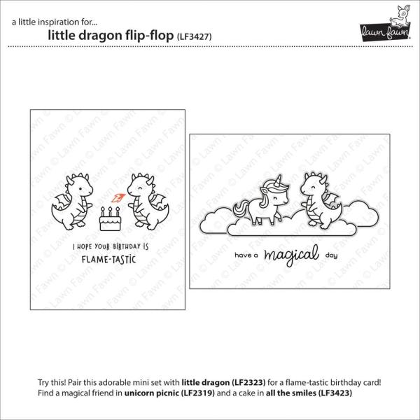 Lawn Fawn - Stempelset "Little Dragon Flip Flop" Clear Stamps