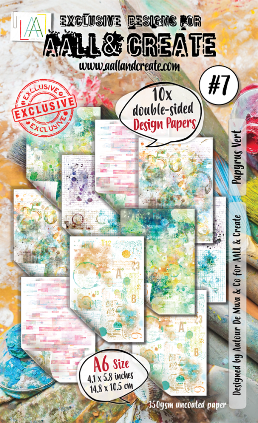 AALL and Create - Designpapier "Papyrus Vert" Paper Pack A6 - 10 Bogen