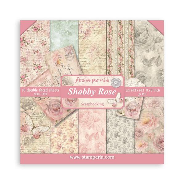 Stamperia - Designpapier "Shabby Rose" Paper Pack 8x8 Inch - 10 Bogen