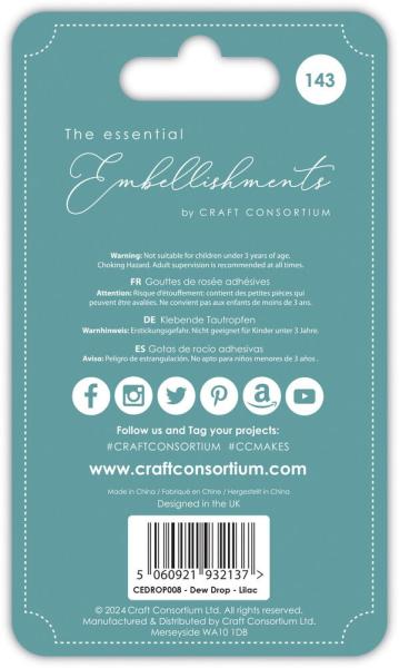 Craft Consortium - Halbperlen "Lilac" Adhesive Dew Drops 143 Stk.