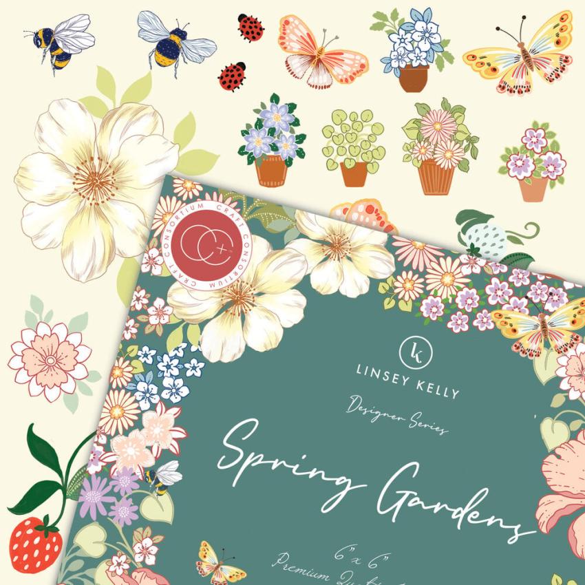 Craft Consortium - Designpapier "Spring Gardens" Paper Pad 6x6 Inch - 40 Bogen