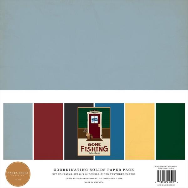 Carta Bella - Cardstock "Gone Fishing" Coordinating Solids Paper Pack 12x12 Inch - 6 Bogen