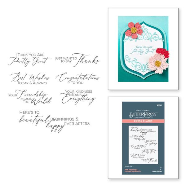 Spellbinders - Buchdrucktechnik "New Beginnings Timeless Sentiments" Press Plate