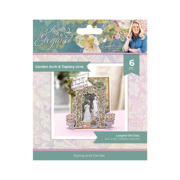 Crafters Companion - Stempelset & Stanzschablone "Garden Arch & Topiary Urn" Stamp & Dies