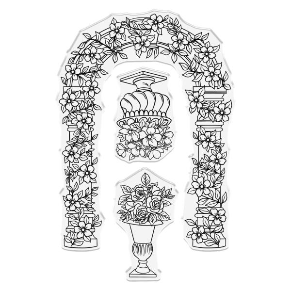 Crafters Companion - Stempelset & Stanzschablone "Garden Arch & Topiary Urn" Stamp & Dies