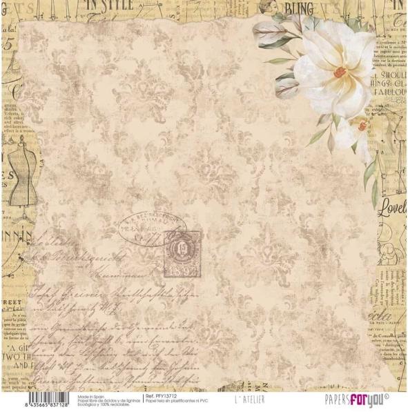 Papers For You - Leinwandpapier "L'Atelier" Paper Pack Canvas 30,5x31 cm - 8 Bogen 