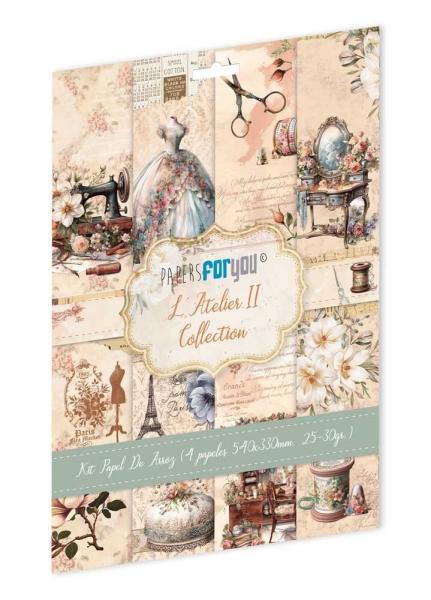 Papers For you - Decoupage Papier "L'Atelier II" Rice Paper Kit - 4 Bogen